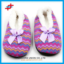 New fashion wave pattern fluffy indoor winter lady slipper